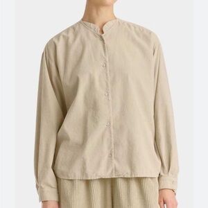 Black Crane Nehru Corduroy Shirt in Ivory size Medium